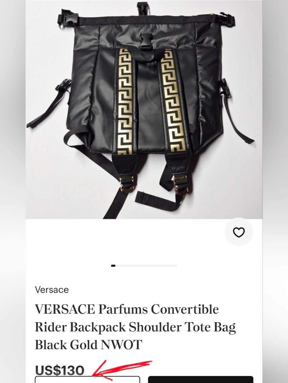 ❗️VERSACE Convertible Rider Backpack , Shoulder Tote / Backpack NWOT ❗️ - Picture 9 of 11